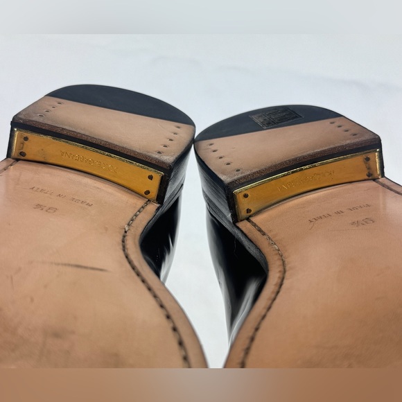 DOLCE & GABBANA Black Patent Leather Gold Accent Pointed Toe Chelsea Ankle Boots main image 10